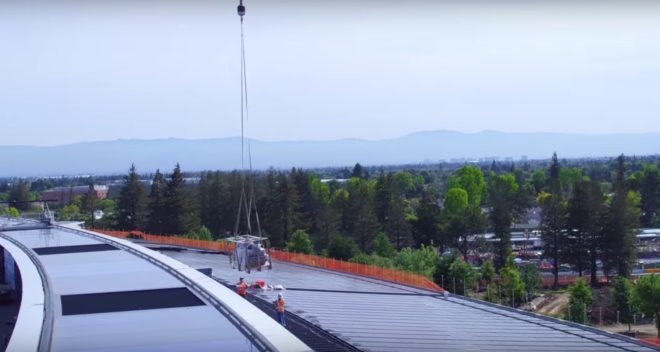 Apple Park footage, Apple Park by Duncan Sinfield video, Apple Park by Foster + Partners, solar powered Apple Park, energy efficient Apple campus, naturally ventilated apple campus building