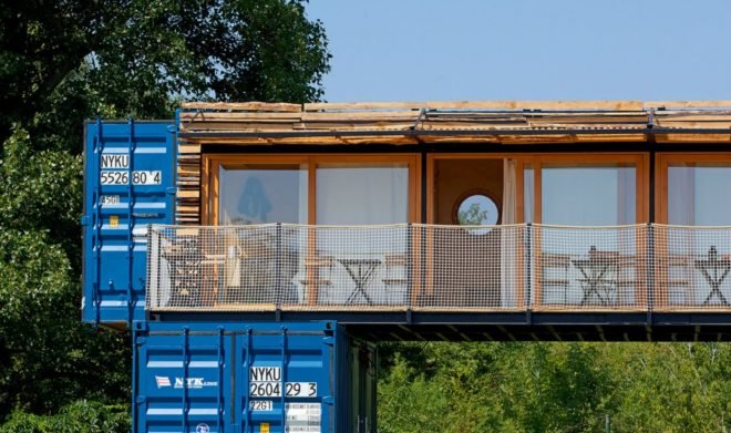 Artikul Architects, ContainHotel, Shipping Container Hotel, shipping container building, shipping container designs, czech republic hotels, eco-friendly hotels, sustainable hotels, green hotels, moveable hotels, transportable hotels, shipping container buildings, reclaimed wood, sustainable building materials,