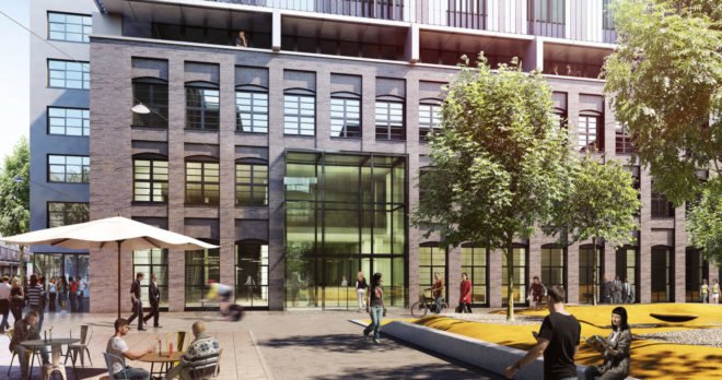 Die Macherei, Hollwich Kushner, msm meyer schmitz-morkramer, OSA Ochs Schmidhuber Architekten, Munich, Art-Invest Real Estate , Accumulata Immobilien, Germany, green office building, public plaza, outdoor terraces, green architecture