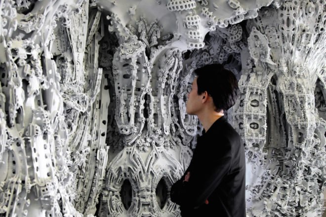 Digital Grotesque II by Michael Hansmeyer and Benjamin Dillenburger, Centre Pompidou, Digital Grotesque II in Centre Pompidou, 3d printed grotto, 3d printing in architecture, 3d printed Digital Grotesque II , 3d printed sandstone