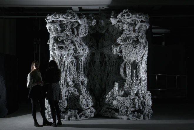 Digital Grotesque II by Michael Hansmeyer and Benjamin Dillenburger, Centre Pompidou, Digital Grotesque II in Centre Pompidou, 3d printed grotto, 3d printing in architecture, 3d printed Digital Grotesque II , 3d printed sandstone