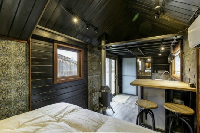 Earth and Sky palace, earth and sky tiny home, sophisticated tiny homes, luxury tiny homes, compact spaces, space-saving furniture, tiny homes for sale, unique tiny spaces, unique tiny homes, interior design tiny homes, flexible furniture, home design, tiny home design