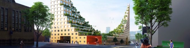 Garden Hill by Architects of Invention, Garden Hill in Birmingham, Garden Hill in Digbeth, Garden Hill proposal, cross laminated timber student housing, Hanging Gardens of Babylon inspired architecture
