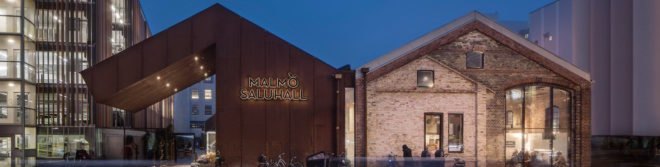 warehouse renovated into food hall, market hall adaptive reuse, Malmö Market Hall, Malmo Market Hall by Wingardh, Nina Totté Karyd and Martin Karyd, Corten steel clad market hall, corten steel in adaptive reuse,