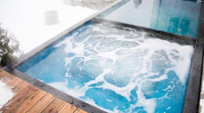 Modpools, shipping containers, swimming pool, prefab, LED lights, prefab structures, temporary structures