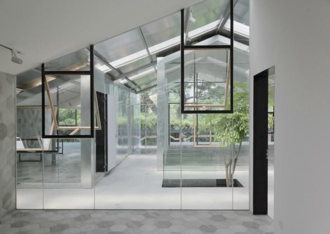 O-office Architects, work studios, plant house, green work-studio, green offices, garden office space, green work space, plants for office space, locally-sourced materials, timber and glass buildings, Guangzhou plant house, Chinese architecture, plant infused buildings, garden space, urban gardens, greenhouse, reformed greenhouse