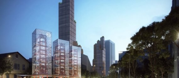 Ennead Lab car changing station, Ennead Architects, electric car charging tower, Shanghai charging tower, roadside architecture, stack-parking technologies, electric cars, urban design, urban charging stations, charging towers shanghai