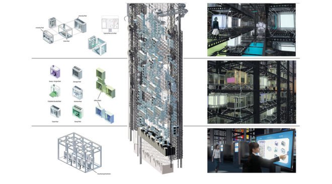 Pod Vending Machine Skyscraper, Tokyo, Haseef Rafiei, eVolo Skyscraper Competition, eVolo, home automation, green skyscraper, 3d printing, 3d printed home, pods, modular homes