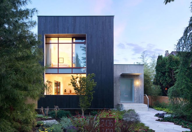Rough House by Measured Architects, Rough House in Vancouver, laneway house architecture, green roof and vertical garden in a home, carbonized cypress facade,