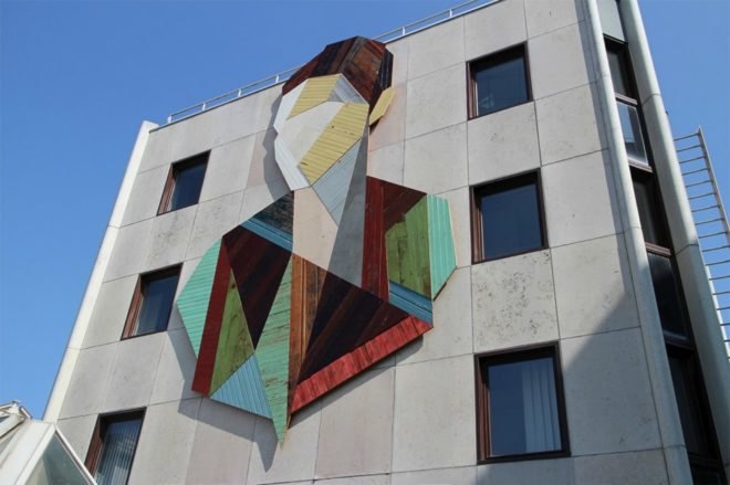 Strook, Strook Wood Portraits, street art, urban art, reclaimed wood art, reclaimed wood diy, reclaimed wood street art, geometric portraits, wooden portraits, geometric street art, portraits, sculpture, street art, wooden art,