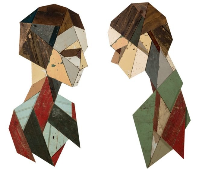 Strook, Strook Wood Portraits, street art, urban art, reclaimed wood art, reclaimed wood diy, reclaimed wood street art, geometric portraits, wooden portraits, geometric street art, portraits, sculpture, street art, wooden art,