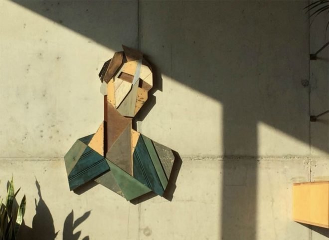 Strook, Strook Wood Portraits, street art, urban art, reclaimed wood art, reclaimed wood diy, reclaimed wood street art, geometric portraits, wooden portraits, geometric street art, portraits, sculpture, street art, wooden art,