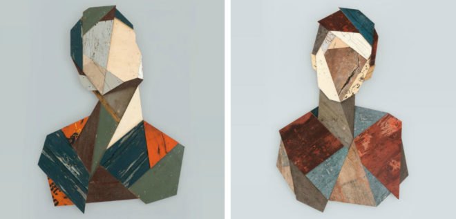 Strook, Strook Wood Portraits, street art, urban art, reclaimed wood art, reclaimed wood diy, reclaimed wood street art, geometric portraits, wooden portraits, geometric street art, portraits, sculpture, street art, wooden art,
