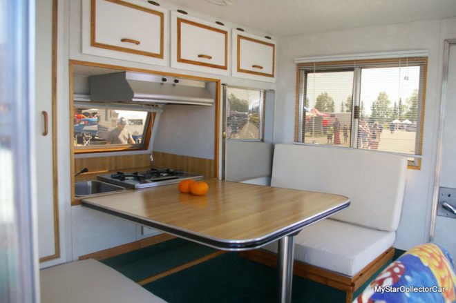 Super Bugger, bug camper, Volkswagen, Volkswagen Beetle, Volkswagen Bug, camper, campers, RV, RVs, hybrid RV, hybrid RVs, automobile, automobiles, vehicle, vehicles, automotive, car show, kitchenette, kitchen, dining, dining area