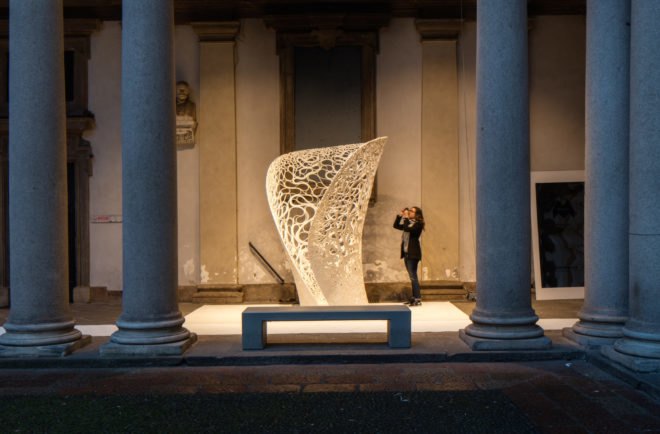 Thallus by Zaha Hadid Architects, White in the City at Milan, White in the City Brera, White in the City Zaha Hadid Architects, Zaha Hadid at Milan Design Week, robot assisted architecture