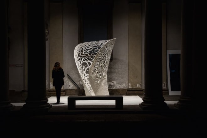 Thallus by Zaha Hadid Architects, White in the City at Milan, White in the City Brera, White in the City Zaha Hadid Architects, Zaha Hadid at Milan Design Week, robot assisted architecture