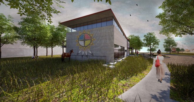 Thunder Valley Regenerative Community Master Plan, Thunder Valley Community Development Corporation (CDC), BNIM, Pyatt Studio, KLJ Engineering, Studio NYL, green masterplan, Indian Reservation, South Dakota, rainwater harvesting, solar power, wind power, geothermal energy, community gathering space