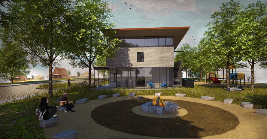 Thunder Valley Regenerative Community Master Plan, Thunder Valley Community Development Corporation (CDC), BNIM, Pyatt Studio, KLJ Engineering, Studio NYL, green masterplan, Indian Reservation, South Dakota, rainwater harvesting, solar power, wind power, geothermal energy, community gathering space