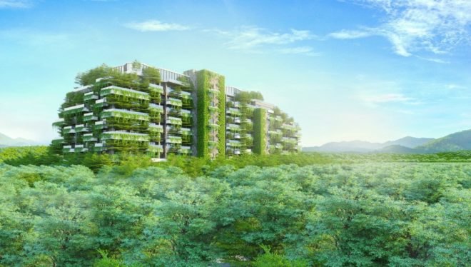 Forest in the Sky, Vietnam green residences, vertical walls, green design, green residencial towers, eco friendly homes, green living, garden walls, rooftop garden, vietnam residences, vietnamese architecture, energy efficient design, efficient lighting, green building materials, eco living, green apartments, sutainable building, green homes, eco friendly design,