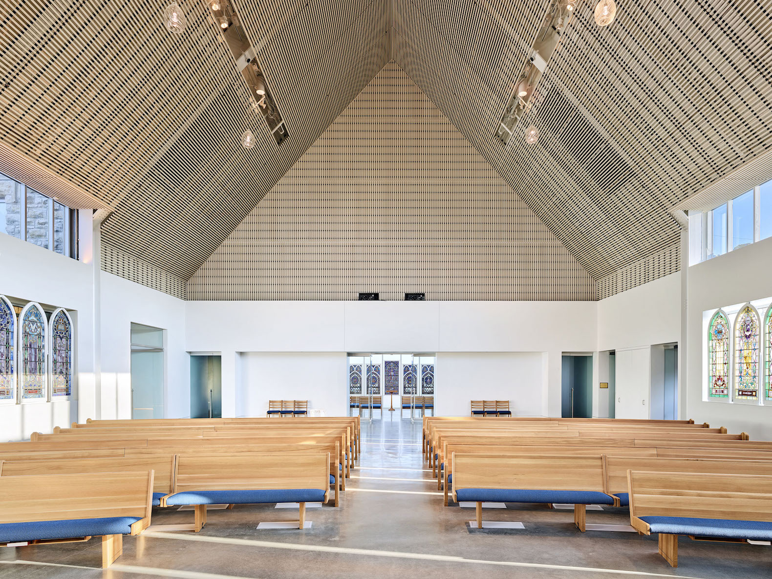 Westport Presbyterian Church restoration, Westport Presbyterian Church in Kansas City, Westport Presbyterian Church renovation by BNIM, Westport Presbyterian Church fire, Westport Presbyterian Church Kansas City AIA award, renovated church architecture,