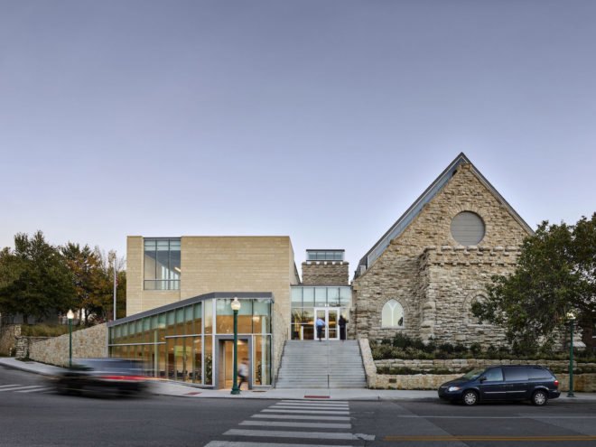 Westport Presbyterian Church restoration, Westport Presbyterian Church in Kansas City, Westport Presbyterian Church renovation by BNIM, Westport Presbyterian Church fire, Westport Presbyterian Church Kansas City AIA award, renovated church architecture,
