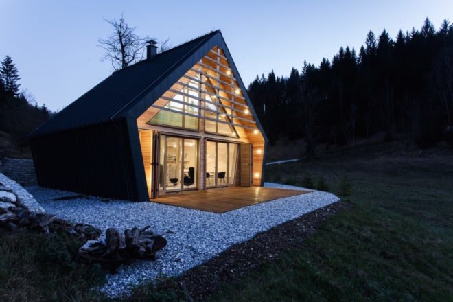 Wooden House by studio PIKAPLUS, wooden home, compact timber cabin, tiny beautiful architecture, beautiful cabin design, tiny timber cabin, Slovenian cabins, contemporary cabin design,