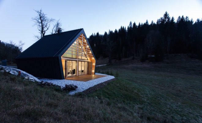 Wooden House by studio PIKAPLUS, wooden home, compact timber cabin, tiny beautiful architecture, beautiful cabin design, tiny timber cabin, Slovenian cabins, contemporary cabin design,