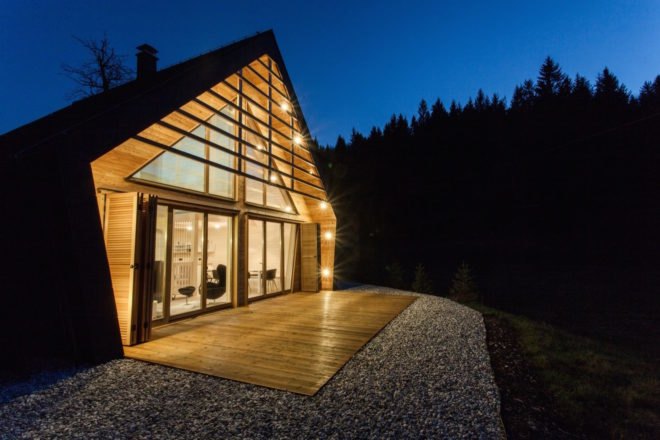 Wooden House by studio PIKAPLUS, wooden home, compact timber cabin, tiny beautiful architecture, beautiful cabin design, tiny timber cabin, Slovenian cabins, contemporary cabin design,