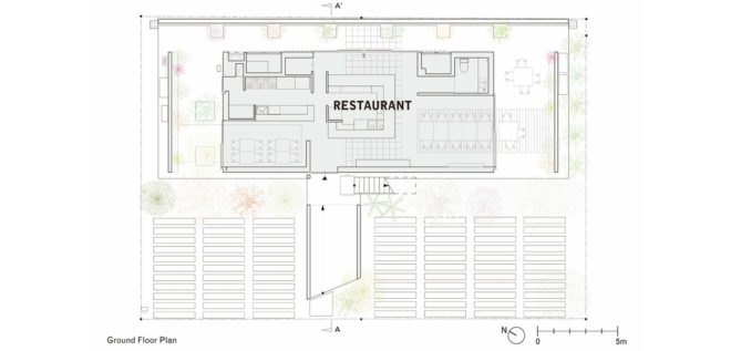 Wow! Sta., Takeru Shoji Architects, multipurpose architecture, mixed-use, wooden louvers, commercial architecture, Japan, indoor garden, suburbs, green architecture