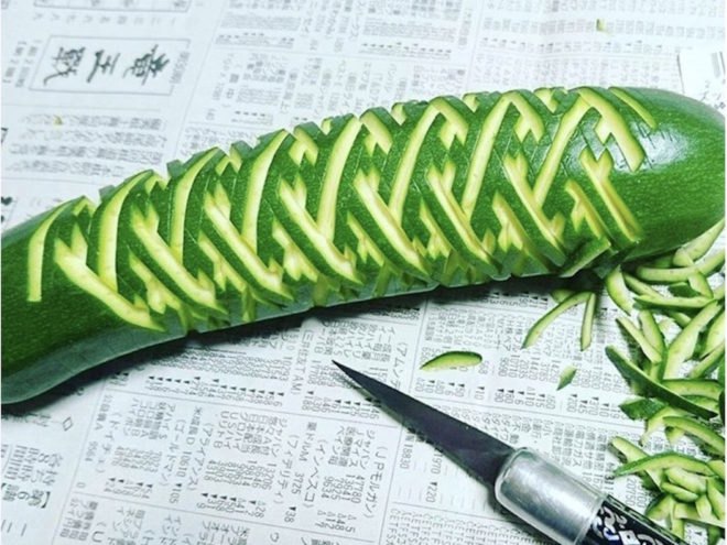 Gaku, zucchini art, food art, food artist