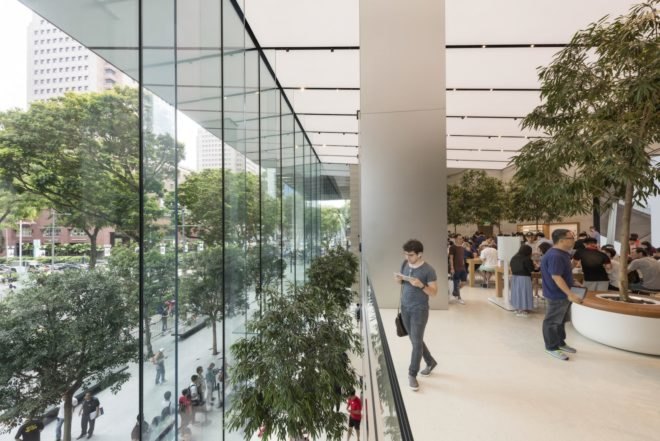 Singapore Apple Store, Apple Orchard Road by Foster + Partners, Apple Orchard Road, Genius Grove Singapore, sustainable Apple store, Apple and renewable energy,