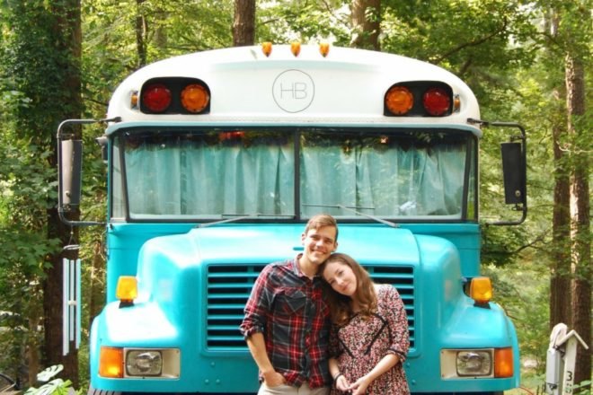 Julie and Andrew Puckett, House Bus, Georgia bus living, blue bird school bus, bus makeover, bus conversion, Skoolies, remodelation of buses, school bus conversion, tiny homes, architecture, traveling homes, mobile guest homes, homes on wheels, bus design, Tiny House Jamboree, tiny home living, mobile living, nomadic living,