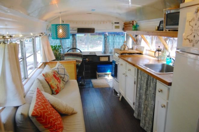 Julie and Andrew Puckett, House Bus, Georgia bus living, blue bird school bus, bus makeover, bus conversion, Skoolies, remodelation of buses, school bus conversion, tiny homes, architecture, traveling homes, mobile guest homes, homes on wheels, bus design, Tiny House Jamboree, tiny home living, mobile living, nomadic living,