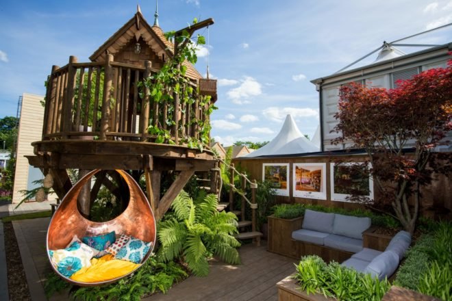 Blue Forest, tree house, tree house design, RHS Chelsea Flower 2017, timber tree houses, timber tiny homes, tree escapes, off grid homes, tree living, forest living, forest homes, cedar tree houses, cedar homes, flower exhitions chelsea, chelsea flower show