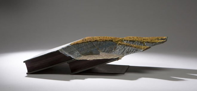 Book landscapes by Guy Laramee, repurposed book art, recycled book art, book sculptures, landscapes in books, book world art, Guy Laramée art, Guy Laramée,