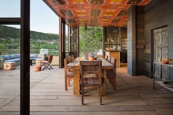 Bunny Run Boat Dock by Andersson-Wise Architects, Austin boat dock, Lake Austin boathouse, contemporary Austin boathouse, reclaimed materials in boathouse,