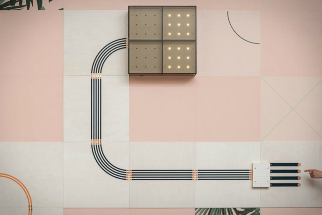 UM Project, Conductive Wallpaper, flavor paper, interior design, wallpaper, conductive wallpaper, unique wallpaper, embedded circuitry wall coverings, wall design, quirky wallpaper, wallpaper design, funky wall paper, interactive wall decor, wall circuitry, interior decor, human circuit boards