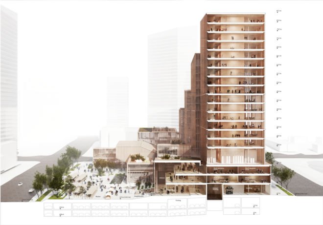 Etobicoke Civic Centre, Etobicoke Civic Centre competition, Etobicoke Civic Centre in Toronto, Etobicoke Civic Centre by Henning Larsen Architects Adamson Associates Architect PMA Landscape Architects, Toronto microclimate