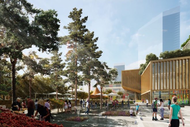 Etobicoke Civic Centre, Etobicoke Civic Centre competition, Etobicoke Civic Centre in Toronto, Etobicoke Civic Centre by Henning Larsen Architects Adamson Associates Architect PMA Landscape Architects, Toronto microclimate
