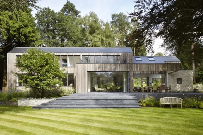 House in the Woods by alma-nac, House in the Woods in England, prefabricated housing, prefab contemporary home, SIPs architecture, SIP prefab home,