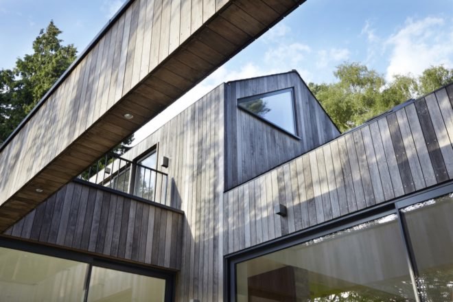 House in the Woods by alma-nac, House in the Woods in England, prefabricated housing, prefab contemporary home, SIPs architecture, SIP prefab home,