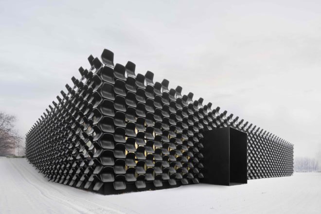 MY DVA group, CHYBIK+KRISTOF, Ondrej Chybik, Michal Kristol, reuse, recycled furniture, chair facade, chair building, green renovation