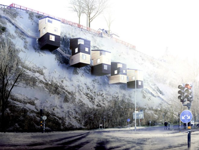 Nestinbox, cliff houses, cliff homes, hanging homes, wooden homes, unique home design, wooden cliff homes, vertical ground homes, efficient home design, tiny home, hanging tiny homes, tiny home design, tiny cliff house, efficient homes, efficient tiny home, efficient cliff homes, energy efficiency, green design, sustainable design,