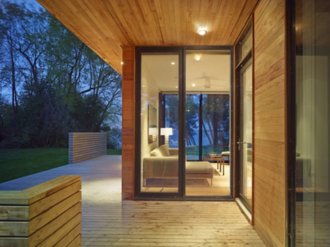 Pointe Cabin by Superkül architects, Pointe Cabin on Lake Simcoe, retreat within a retreat architecture, prefabricated cabin, factory built cabin, pre built cabin, prefabricated architecture, timber cabin in Ontario
