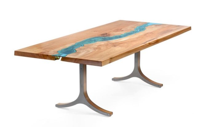 River Collection by Greg Klassen, Furniture by Greg Klassen, Greg Klassen contemporary design, river table, river glass table, lake glass table, reclaimed wood furniture