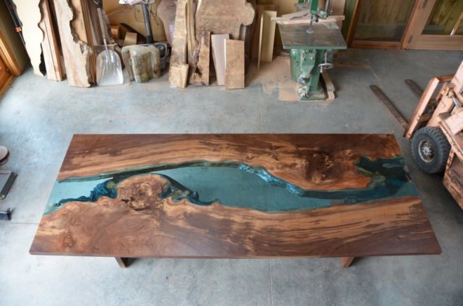River Collection by Greg Klassen, Furniture by Greg Klassen, Greg Klassen contemporary design, river table, river glass table, lake glass table, reclaimed wood furniture