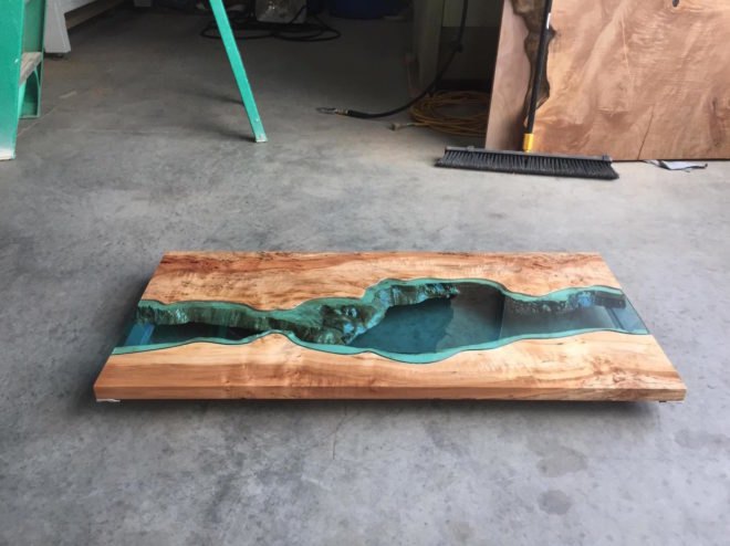 River Collection by Greg Klassen, Furniture by Greg Klassen, Greg Klassen contemporary design, river table, river glass table, lake glass table, reclaimed wood furniture
