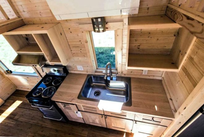Tumbleweeds Roanoke Tiny Home, Roanoke Tiny Home, Tumbleweed Home, tiny home living, tiny home design, tiny home roanoke, tiny cabin design, wood paneling, wooden cabins, storage space tiny homes, off grid cabins, off grid living