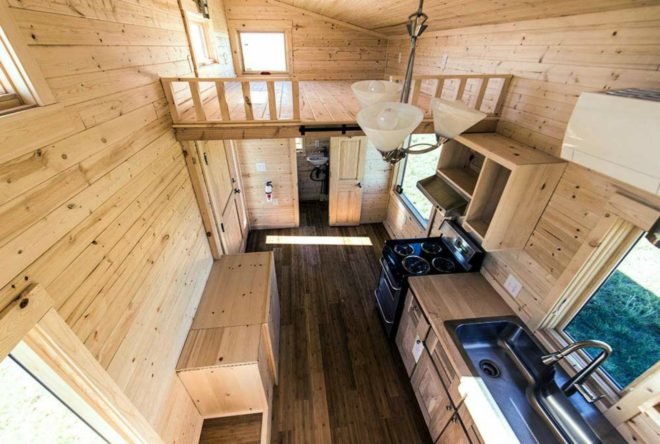 Tumbleweeds Roanoke Tiny Home, Roanoke Tiny Home, Tumbleweed Home, tiny home living, tiny home design, tiny home roanoke, tiny cabin design, wood paneling, wooden cabins, storage space tiny homes, off grid cabins, off grid living
