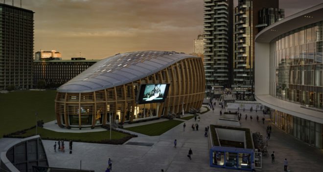 UniCredit Pavilion, aMDL Michele De Lucchi Studio, timber pavilion, Milan, pavilion, solar power, LEED Gold certification, green architecture, mixed-use building, multipurpose auditorium, public spaces, exhibition spaces